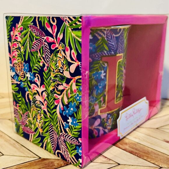 Lilly Pulitzer Initial "L" Ceramic Coffee Mug 14oz Gold Handle New In Box #2229L - Picture 7 of 10